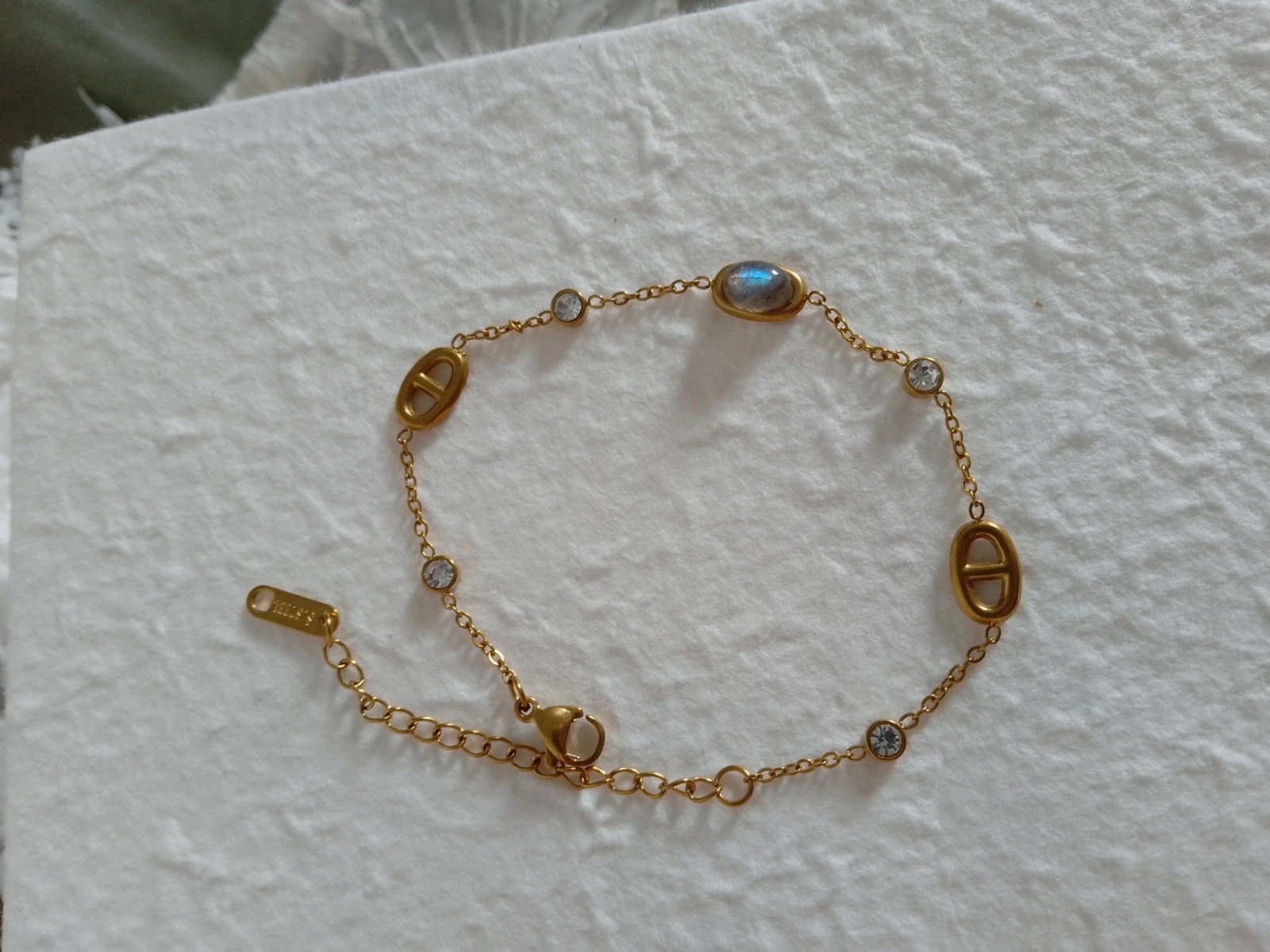 Bracelet bohème maille marine pierre de labradorite